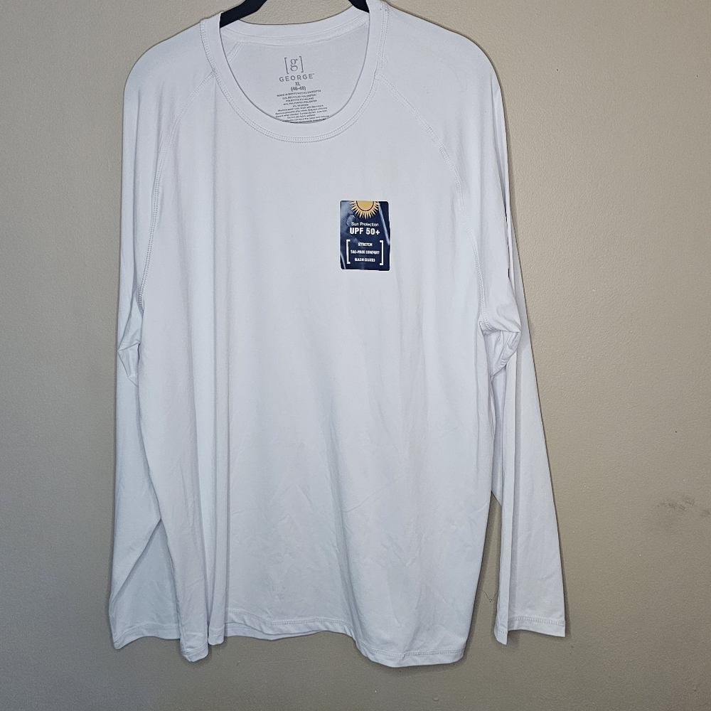 George XL White Long Sleeve UPF 50+ Rash Guard